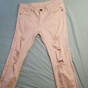 Pink ripped jeans